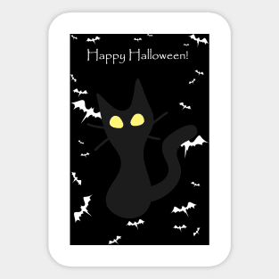 "Happy Halloween" Spooky Tiny Halloween Kitten Sticker